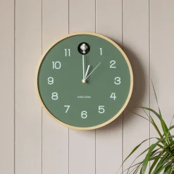 Graham & Green Round Birch and Green Wall Cuckoo Clock