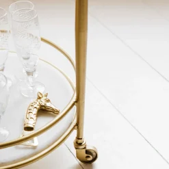 Graham & Green Round Drinks Trolley with Marble Shelves
