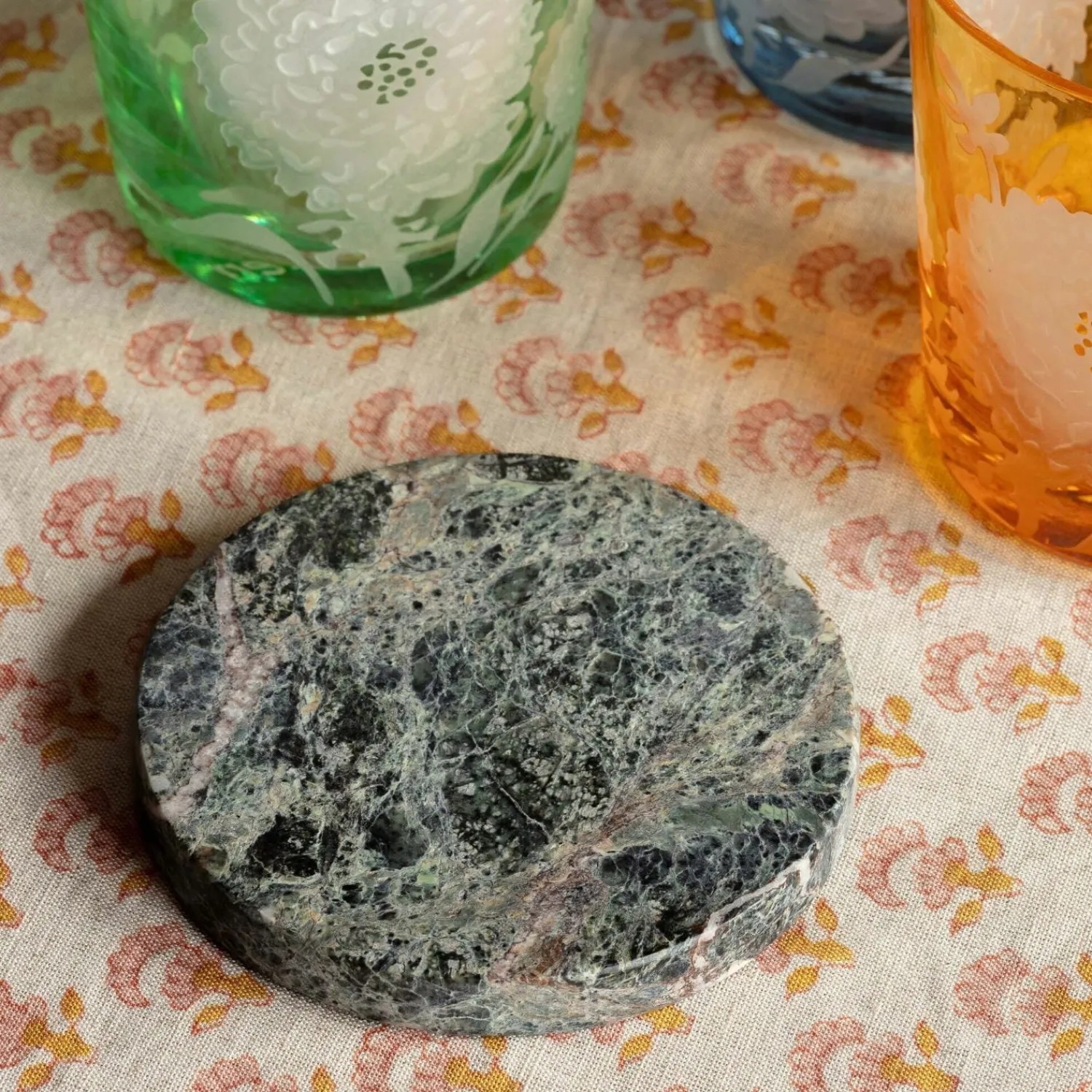 Graham & Green Round Green Marble Coaster