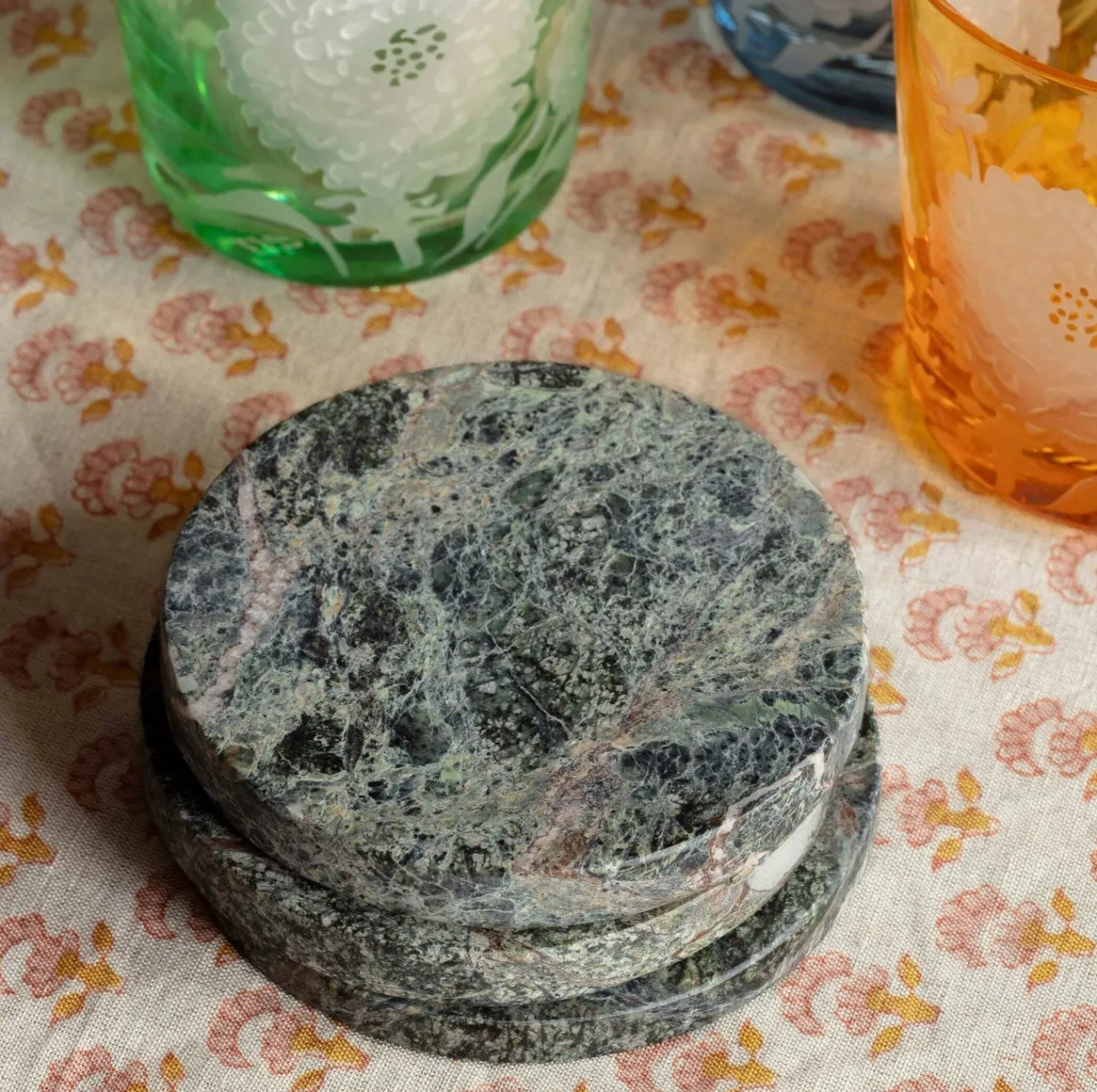 Graham & Green Round Green Marble Coaster