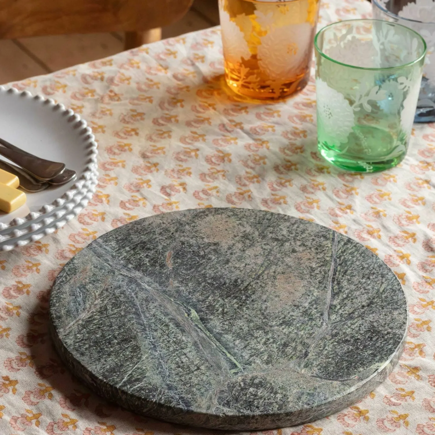 Graham & Green Round Green Marble Placemat