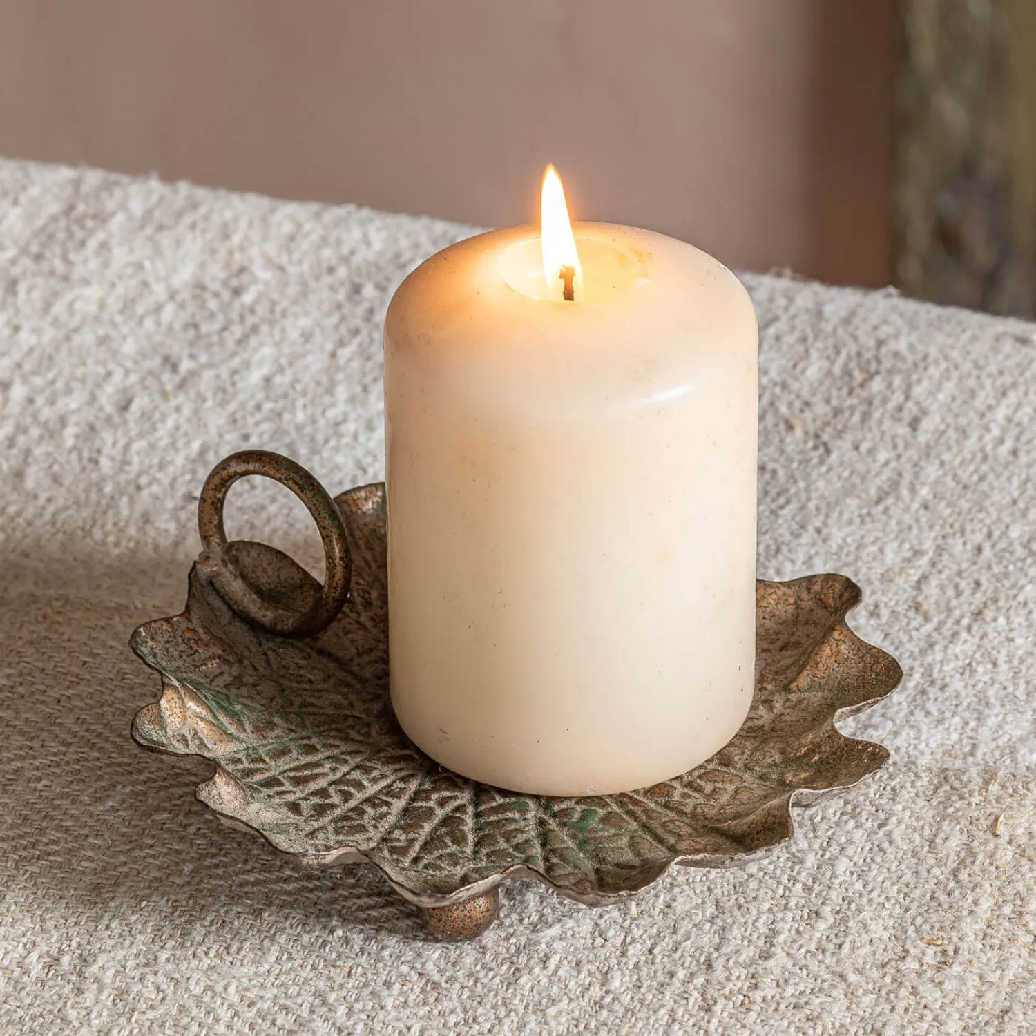 Graham & Green Rustic Leaf Candle Holder