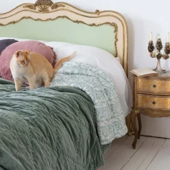 Graham & Green Sage Green Velvet Quilts with Printed Reverse