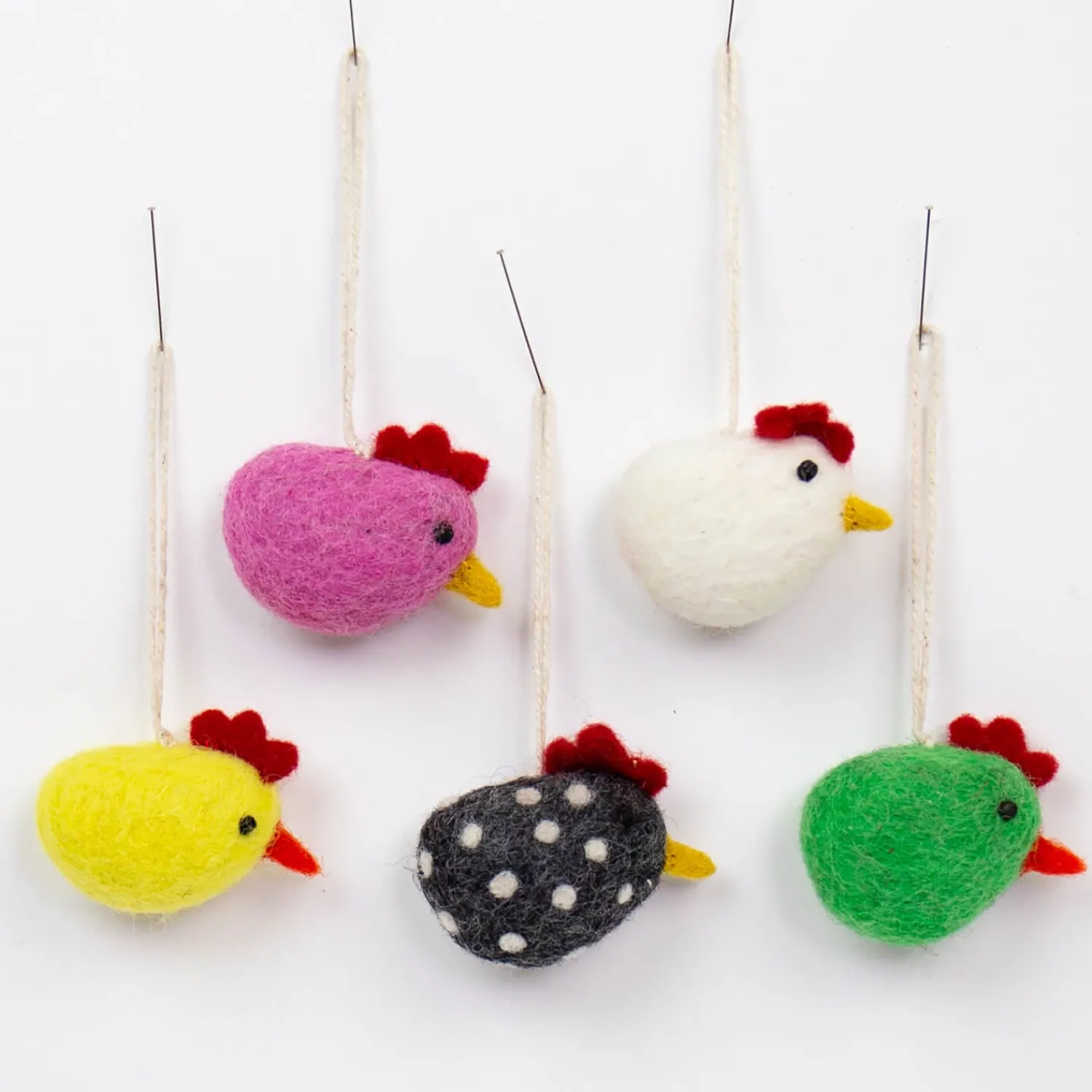 Graham & Green Set of Five Chick Hanging Decorations