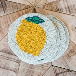 Graham & Green Set of Four Beaded Lemon Coasters