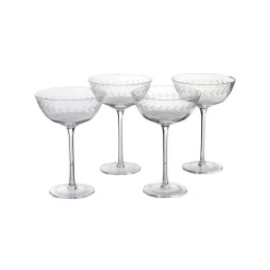 Graham & Green Set of Four Etched Garland Martini Glasses
