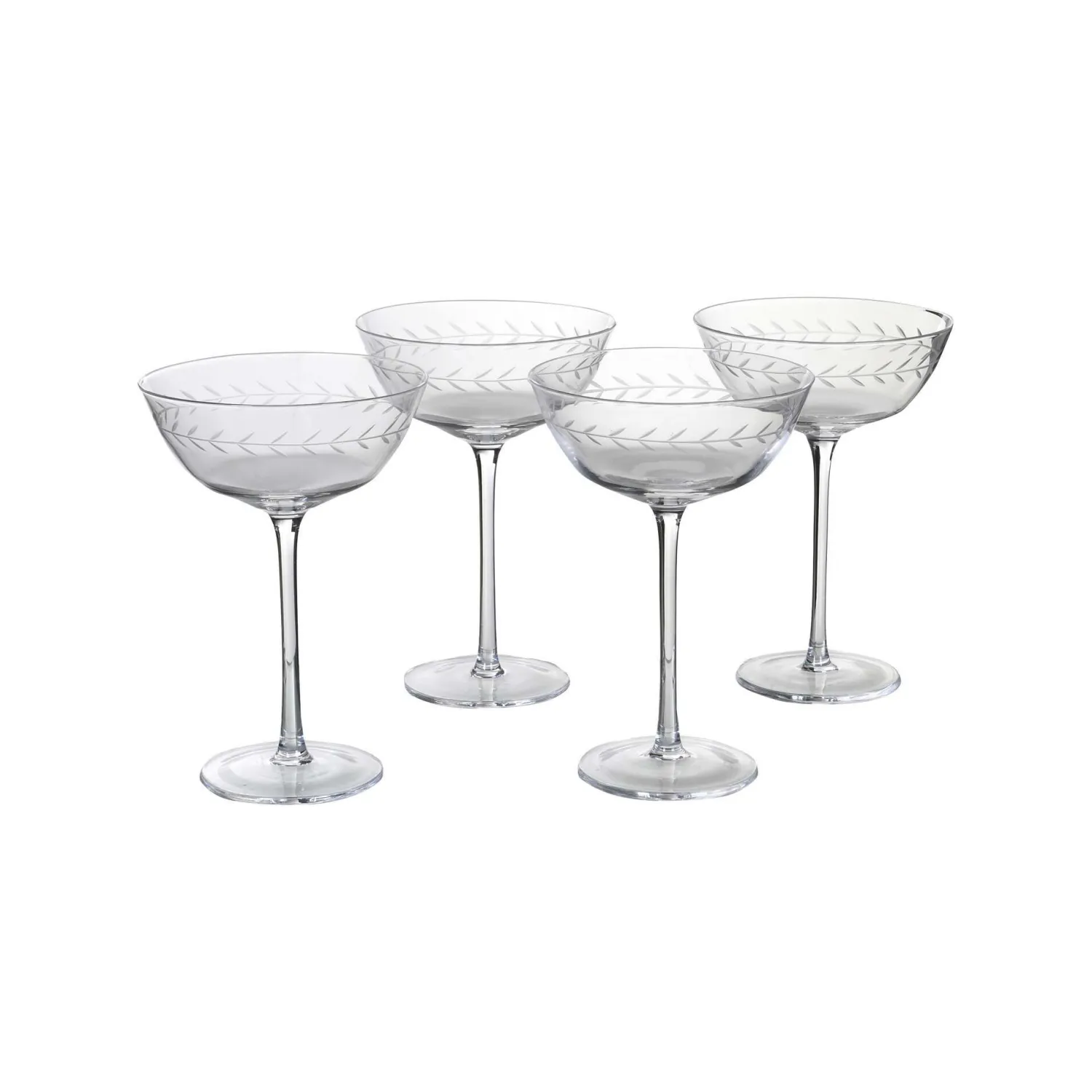 Graham & Green Set of Four Etched Garland Martini Glasses