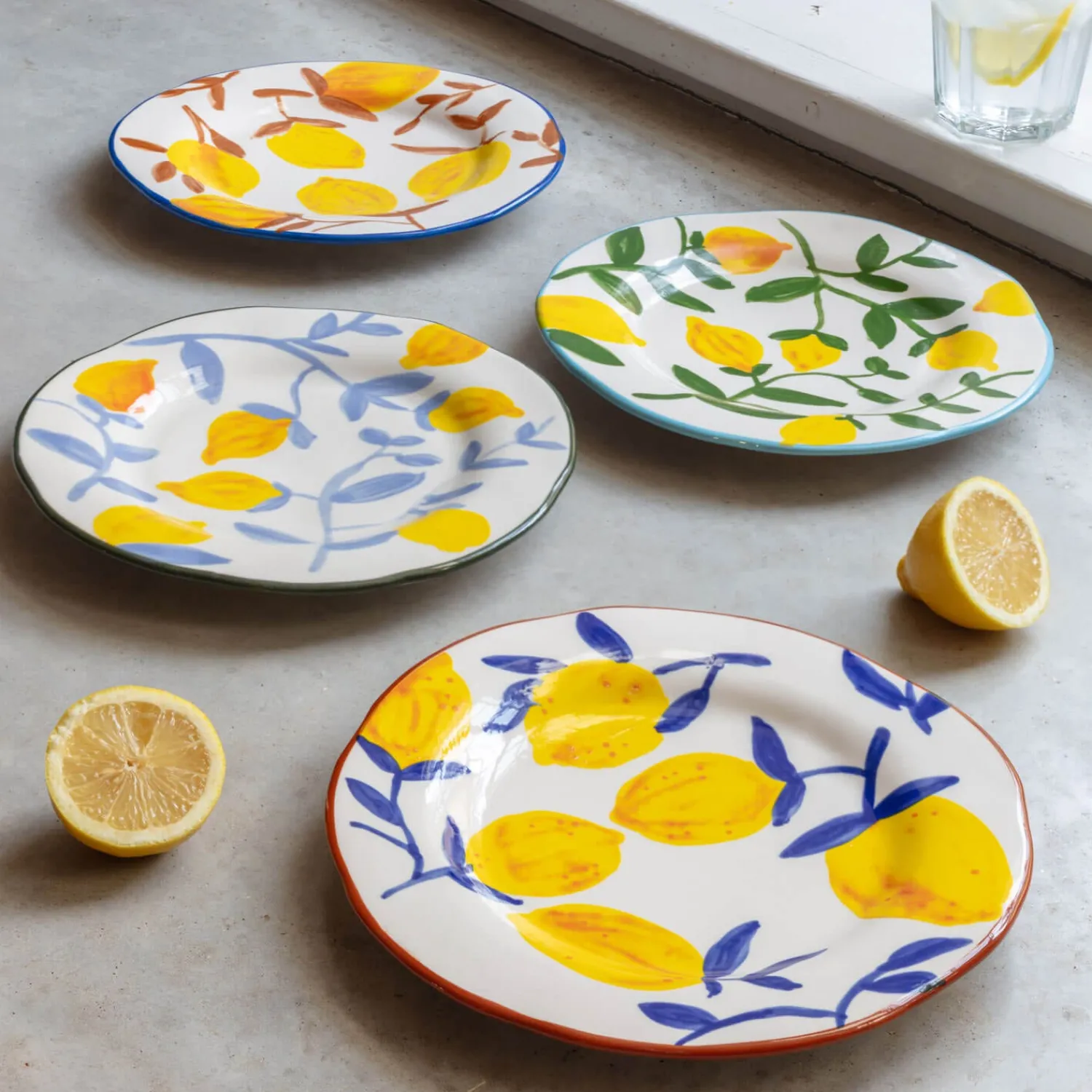 Graham & Green Set of Four Multi Lemons Plates