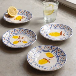 Graham & Green Set of Four Yellow Lemon Plates