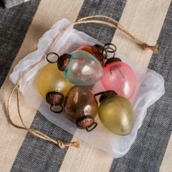 Graham & Green Set of Six Mini Multi-Colour Glass Hanging Decorations