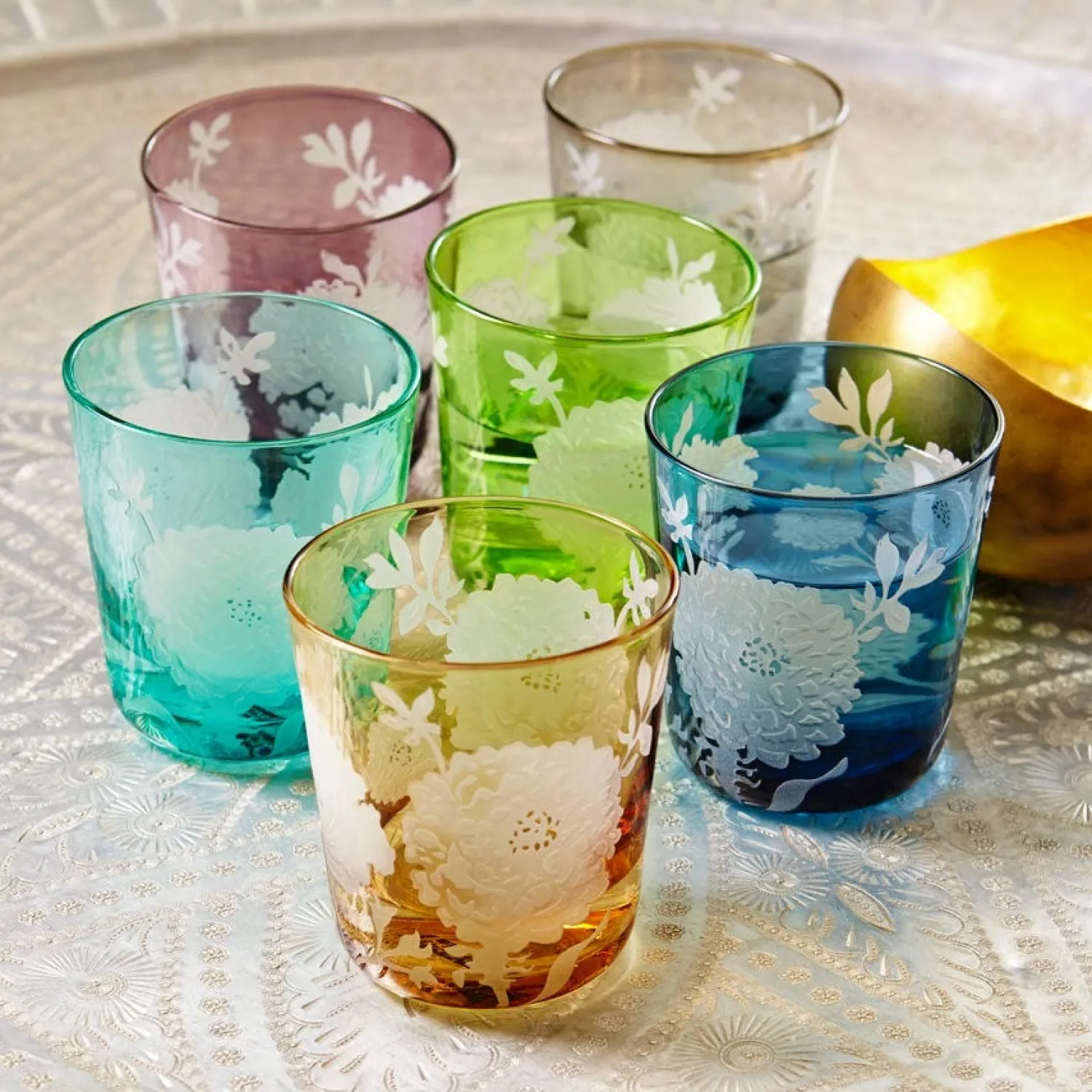 Graham & Green Set of Six Peony Glasses