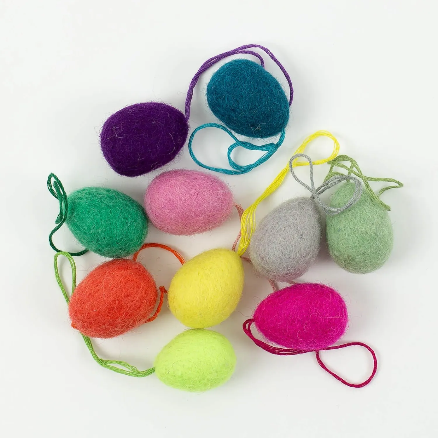 Graham & Green Set of Ten Colourful Egg Hanging Decorations