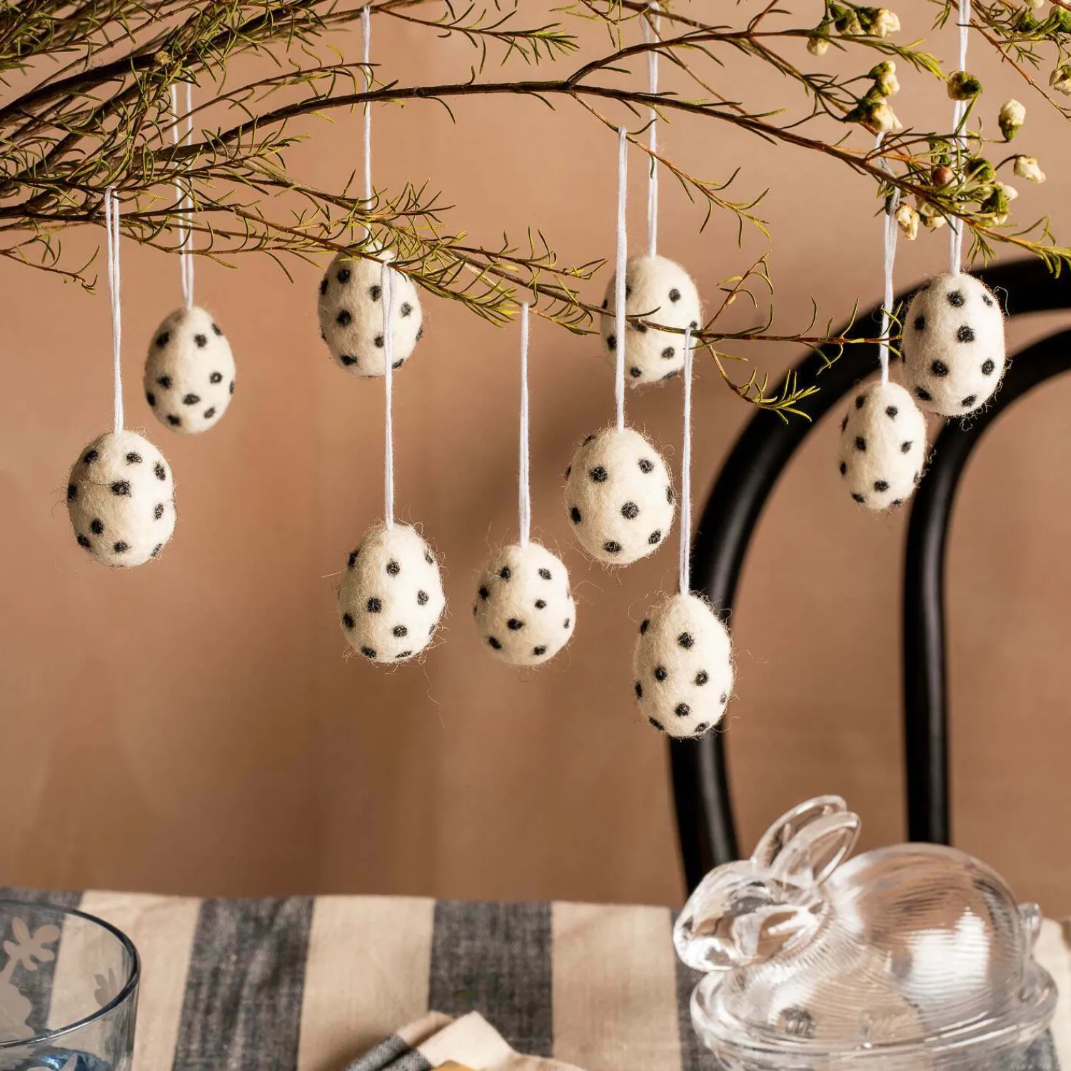Graham & Green Set of Ten Spotty Egg Hanging Decorations
