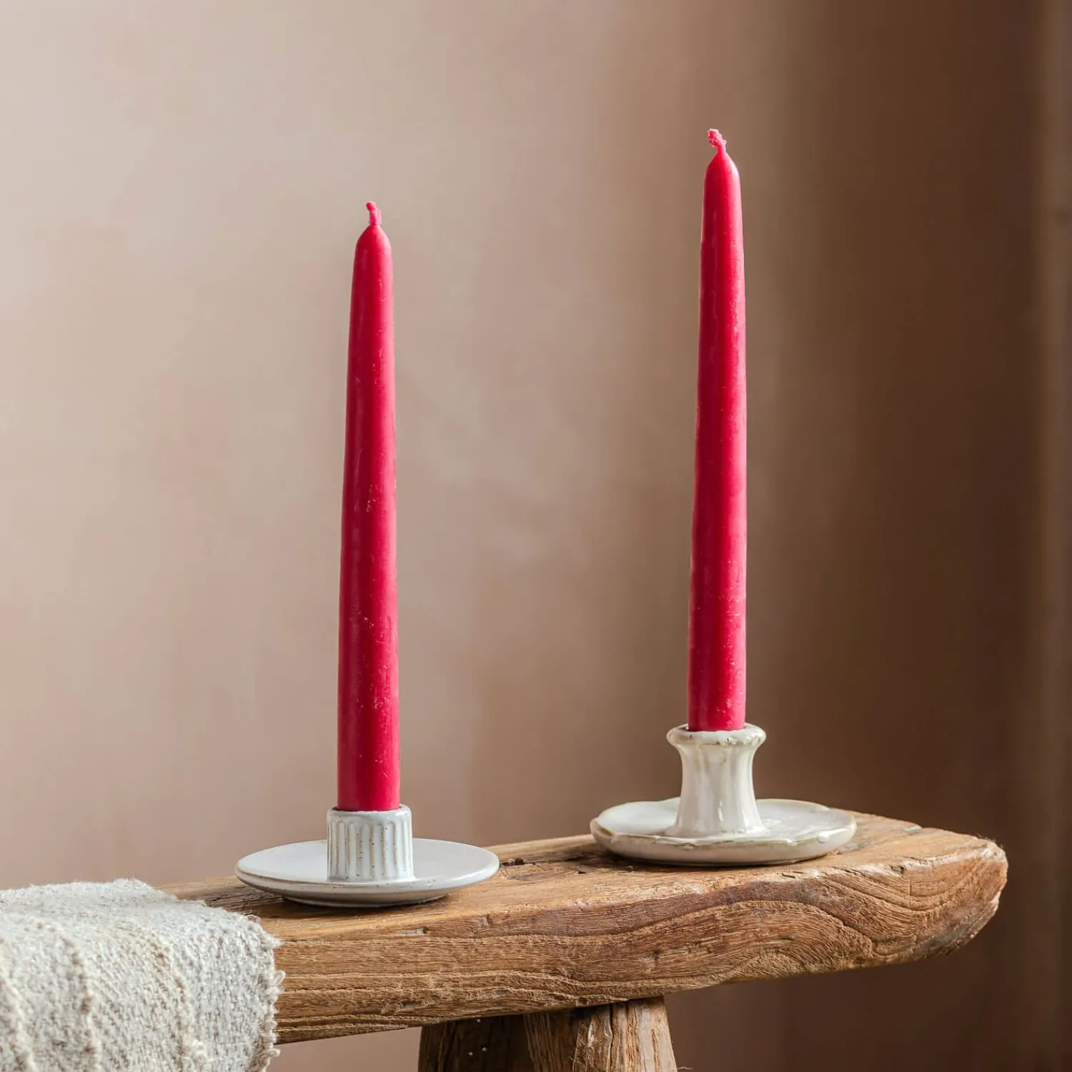 Graham & Green Set of Two Arctic Pink Beeswax Dinner Candles