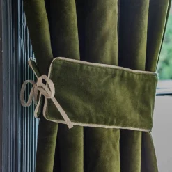 Graham & Green Set of Two Avocado Velvet Curtain Tie Backs