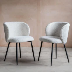 Graham & Green Set of Two Benji Boucle Dining Chairs