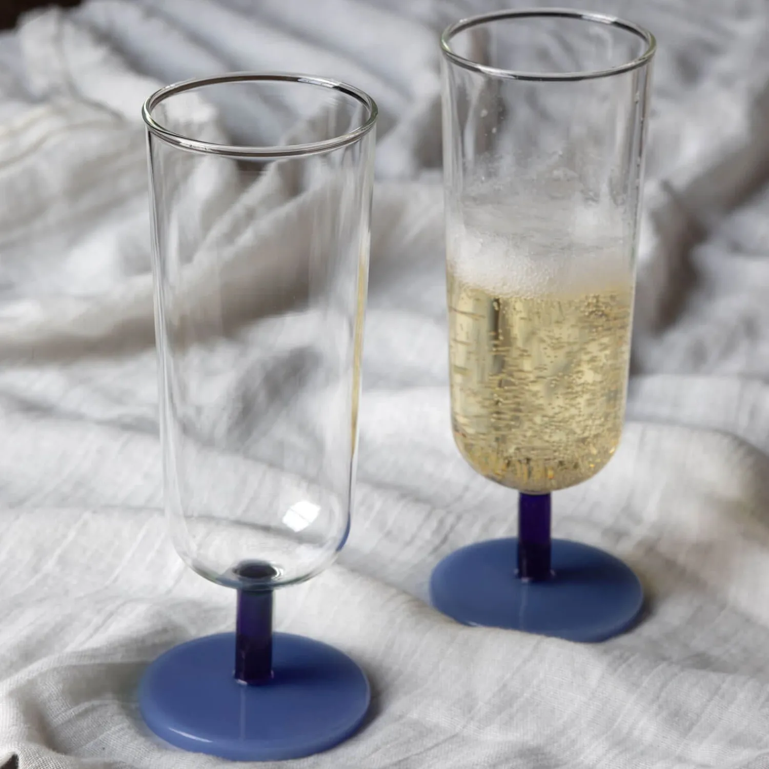 Graham & Green Set of Two Blue Morgan Glass Flutes