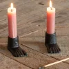 Graham & Green Set of Two Cast Iron Feet Candle Holders