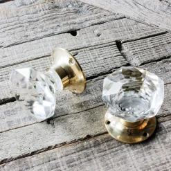 Graham & Green Set of Two Clear Glass and Brass Door Knobs