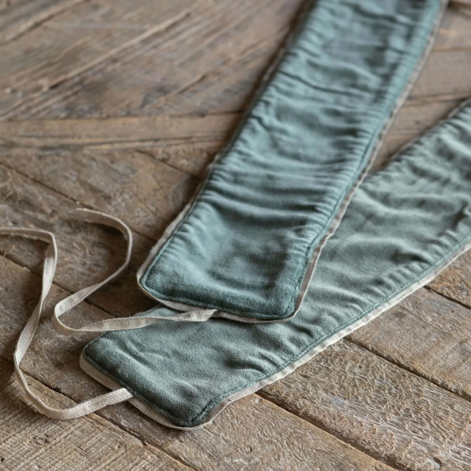 Graham & Green Set of Two Dark Sage Velvet Curtain Tie Backs