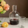 Graham & Green Set of Two Floral Etched Decanter and Drinking Glass