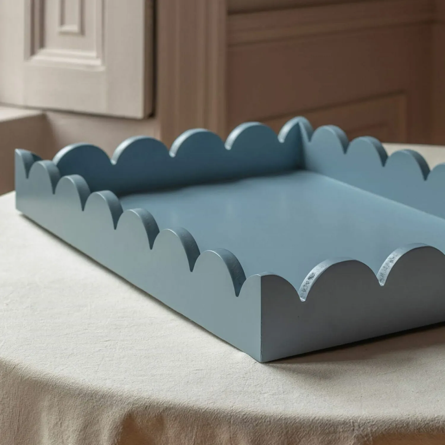 Graham & Green Set of Two Grey Scallop Trays