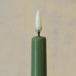 Graham & Green Set of Two LED Taper Candles Olive Green