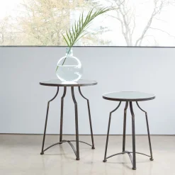 Graham & Green Set of Two Mirrored Top Side Tables