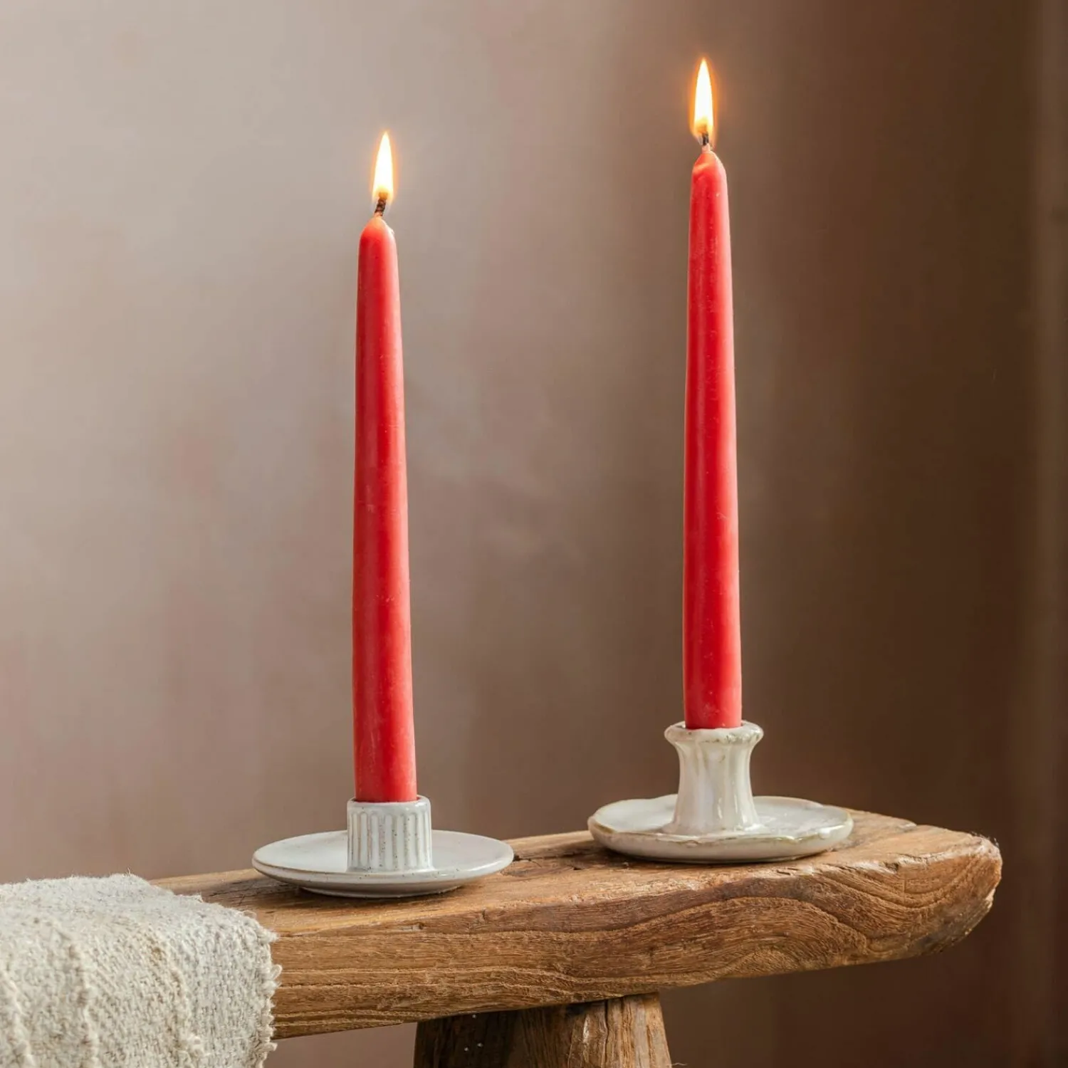 Graham & Green Set of Two Rose Pink Beeswax Dinner Candles