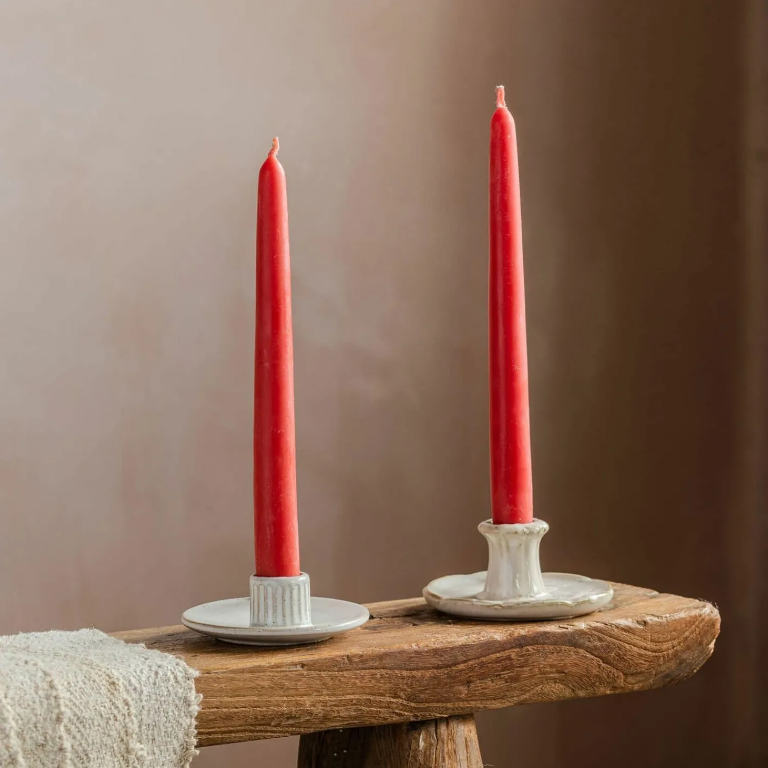 Graham & Green Set of Two Rose Pink Beeswax Dinner Candles
