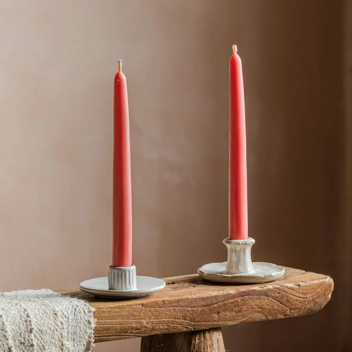 Graham & Green Set of Two Salmon Pink Beeswax Dinner Candles