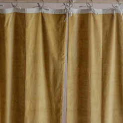 Graham & Green Set of Two Short Mustard Velvet Curtains
