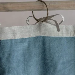 Graham & Green Set of Two Short Smoke Blue Velvet Curtains