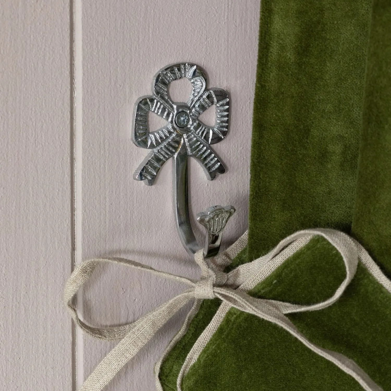 Graham & Green Set of Two Silver Bow Curtain Hooks