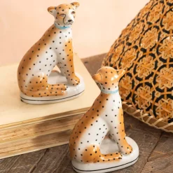 Graham & Green Set of Two Sitting Leopard Ornaments