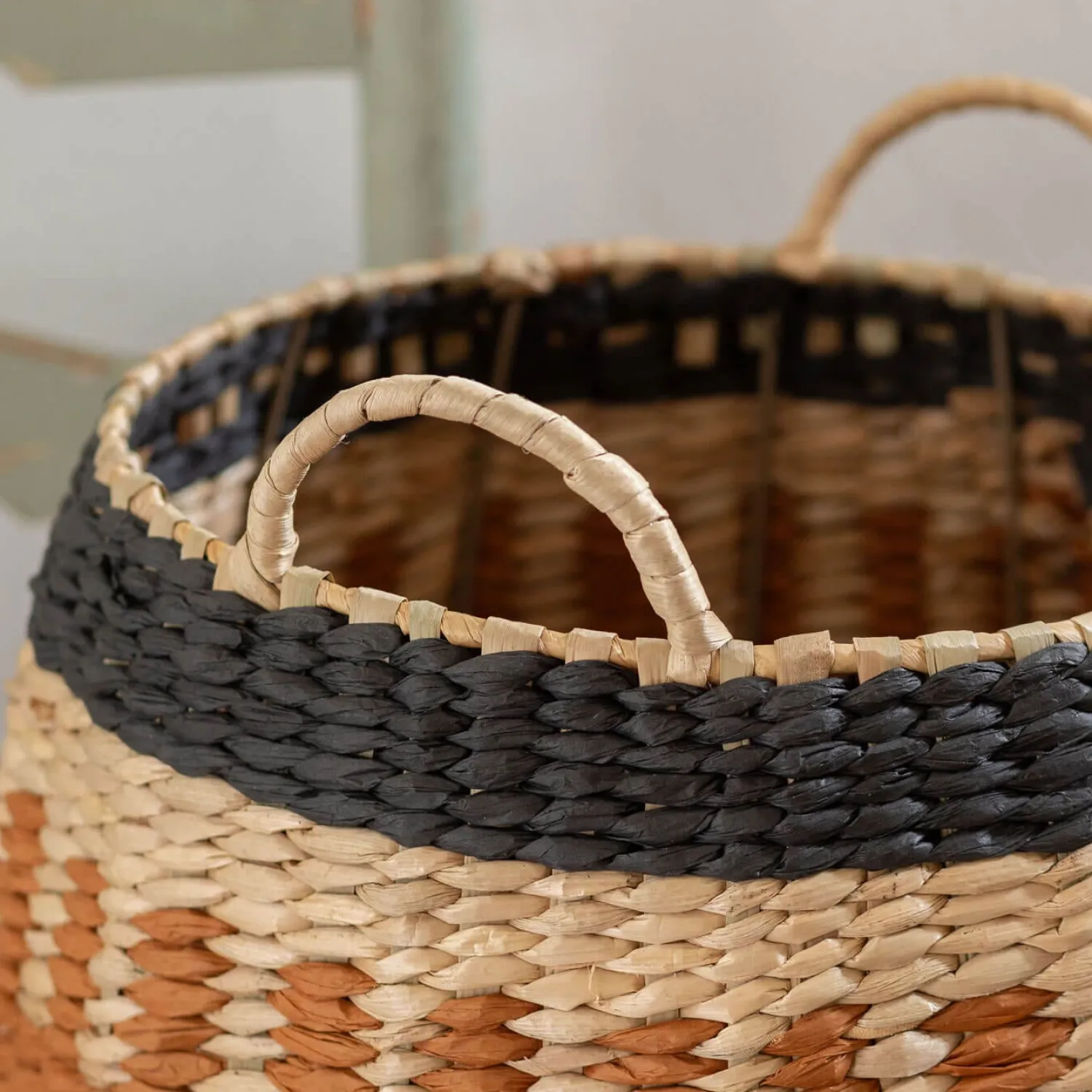 Graham & Green Set of Two Terracotta and Natural Baskets
