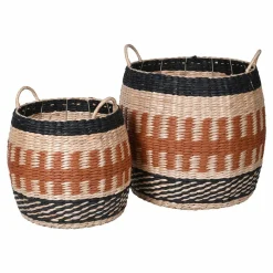 Graham & Green Set of Two Terracotta and Natural Baskets