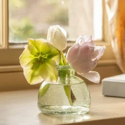 Graham & Green Short Rustic Glass Posy Vase