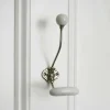 Graham & Green Silver Coat Hook With White Ceramic Knobs