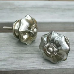 Graham & Green Silver Glass Melon Shaped Knob