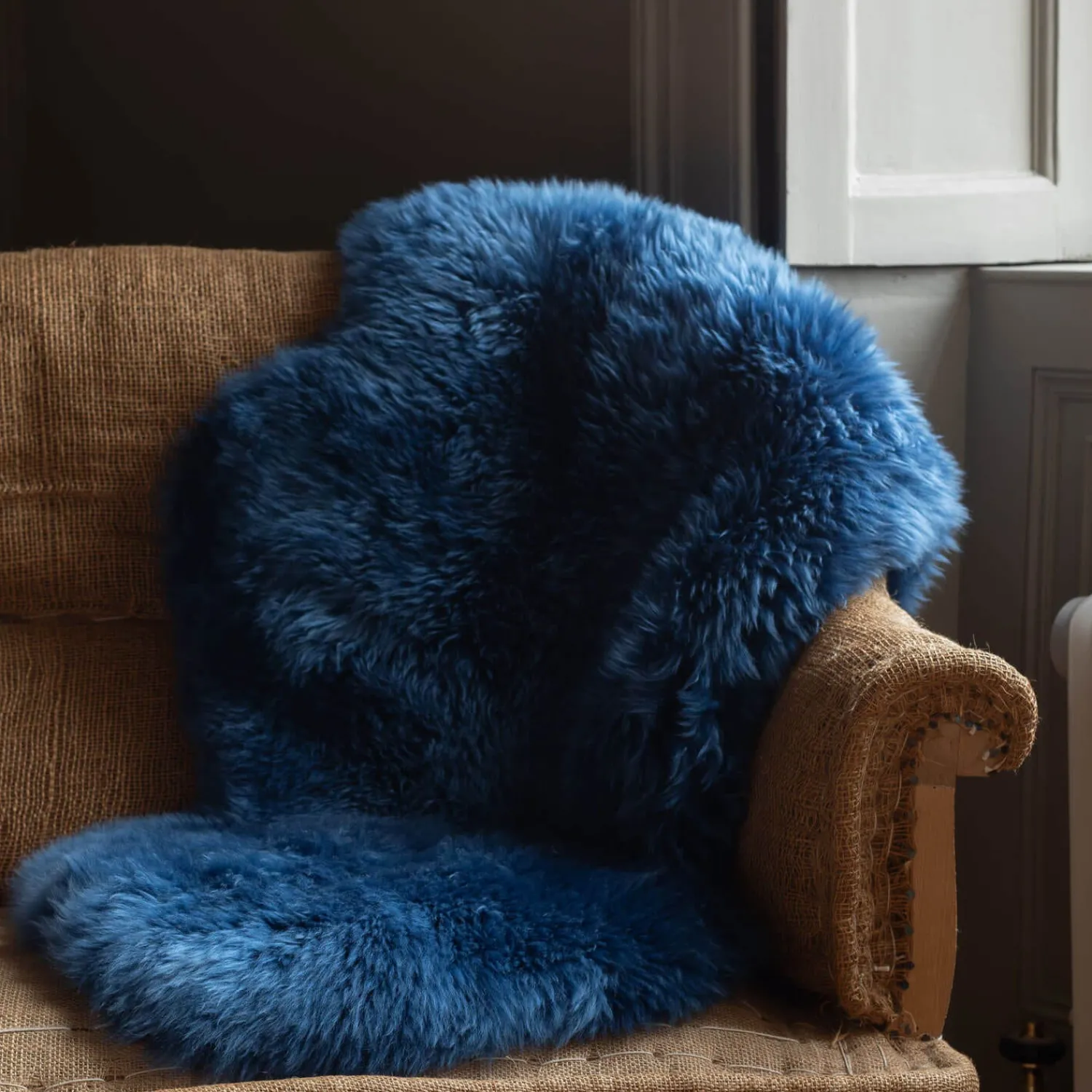 Graham & Green Single Cobalt Sheepskin