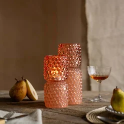 Graham & Green Small Pink Stacked Bubble Tealight Holder