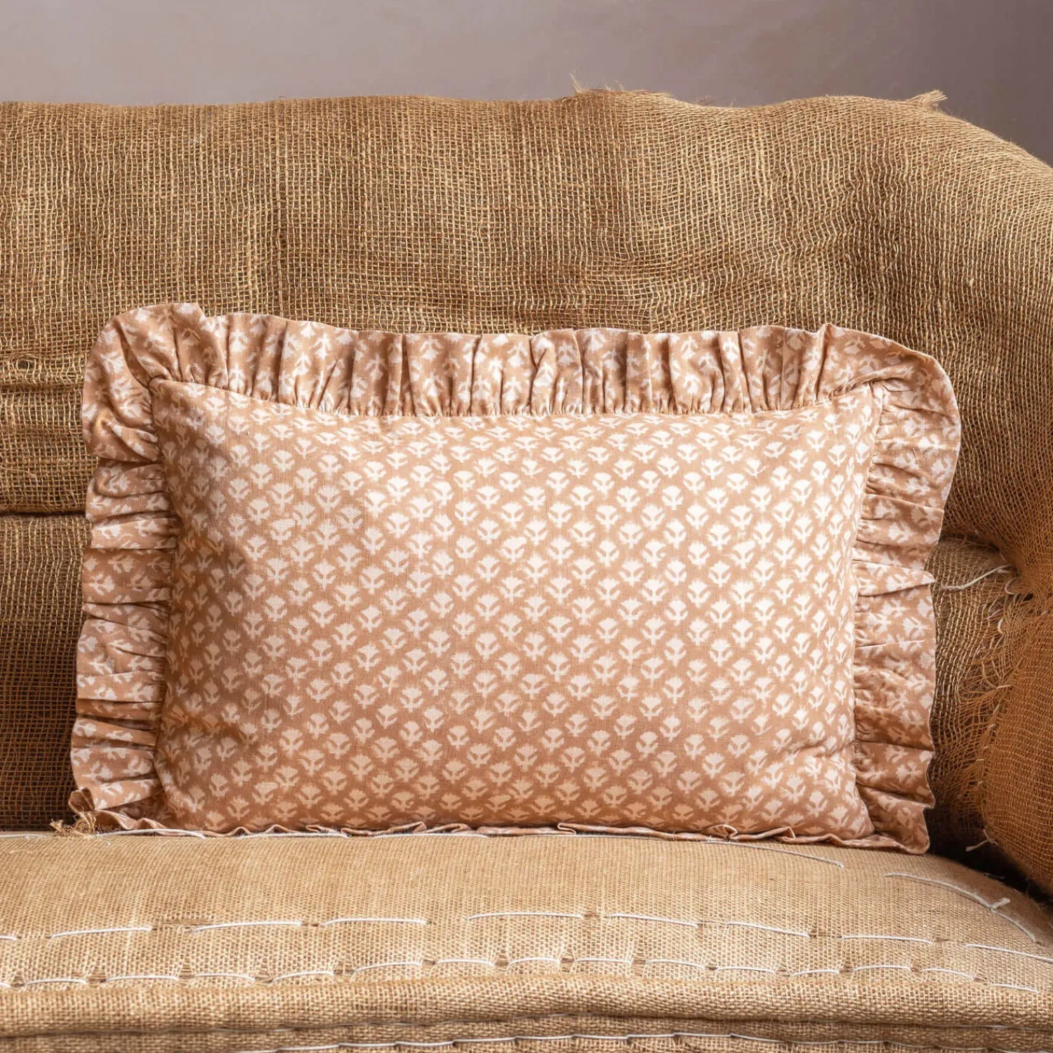 Graham & Green Small Rectangular Floral Block Printed Cushions