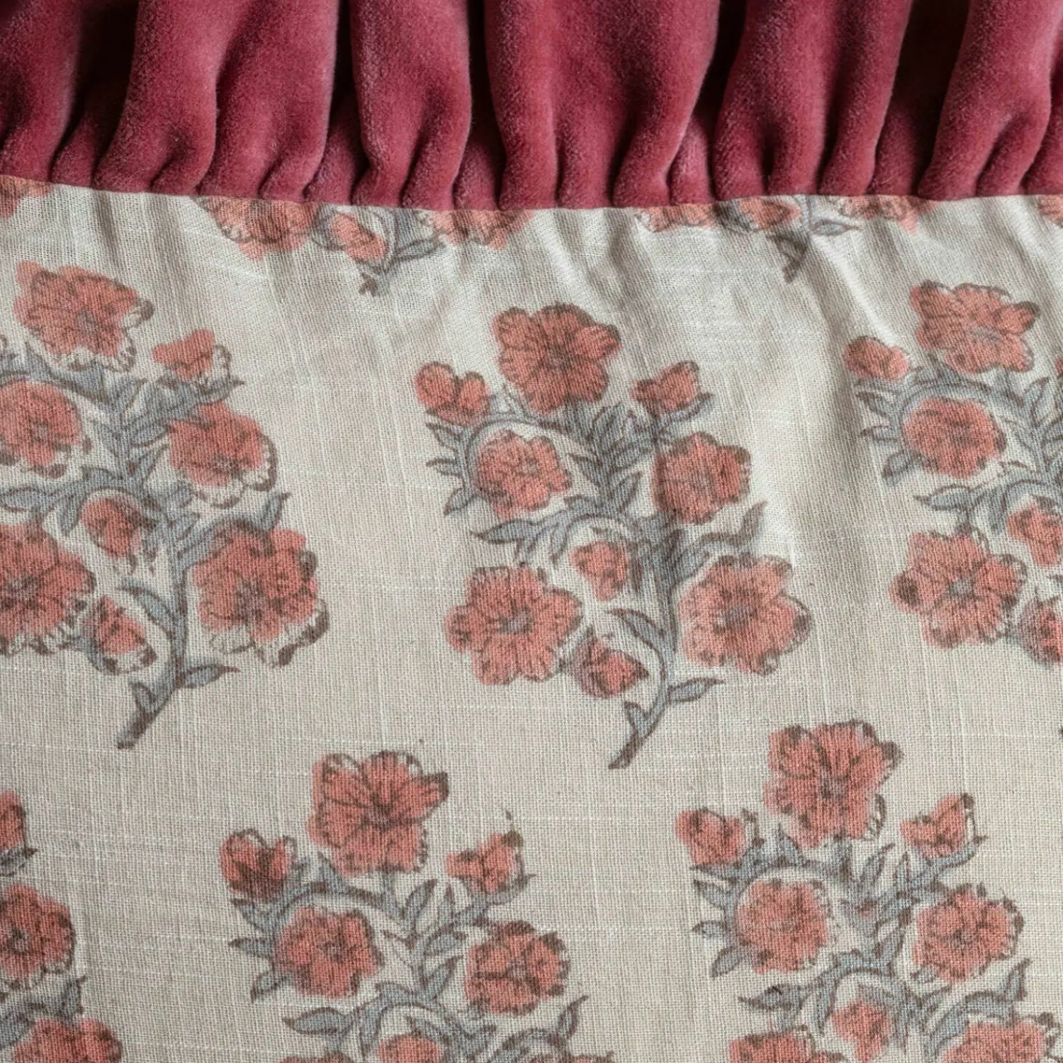Graham & Green Small Rectangular Velvet Frill Block Printed Cushions