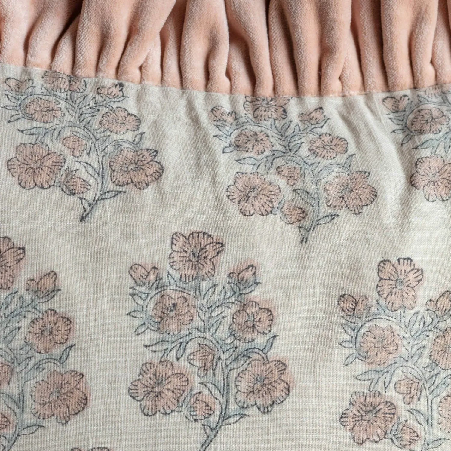 Graham & Green Small Rectangular Velvet Frill Block Printed Cushions