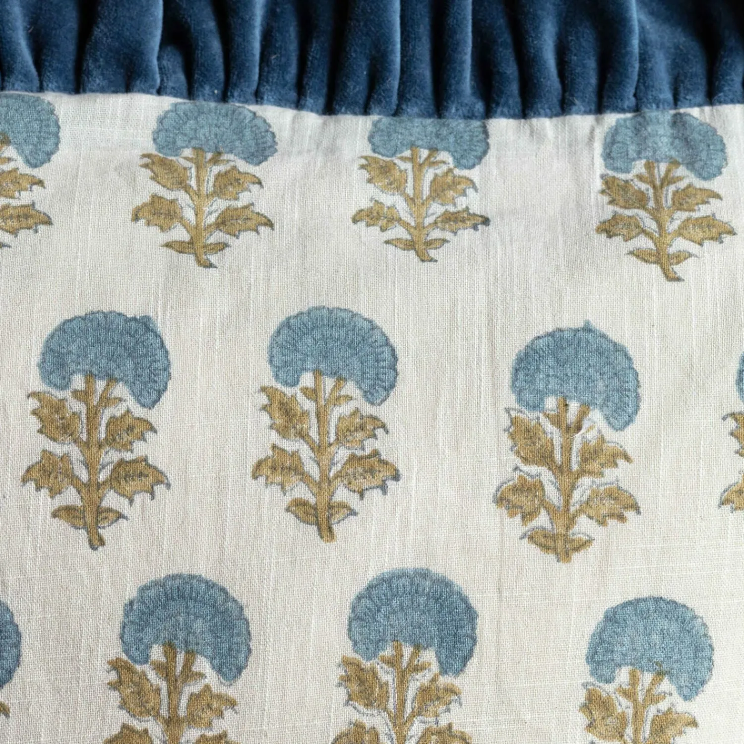 Graham & Green Small Rectangular Velvet Frill Block Printed Cushions