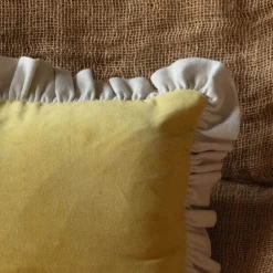 Graham & Green Small Velvet and Linen Frilled Cushions