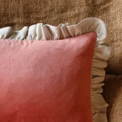 Graham & Green Small Velvet and Linen Frilled Cushions