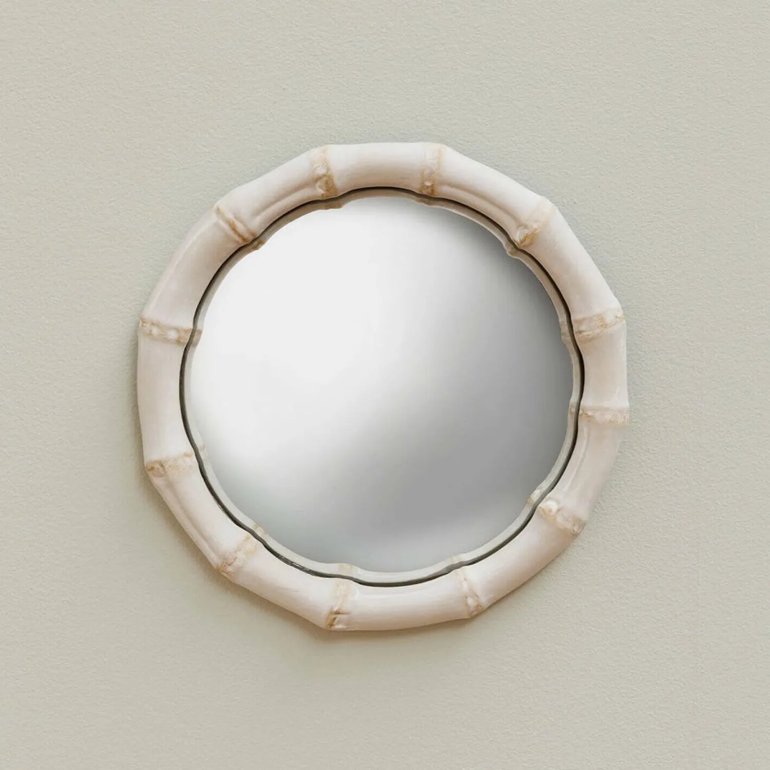 Graham & Green Small White Bamboo Convex Mirror
