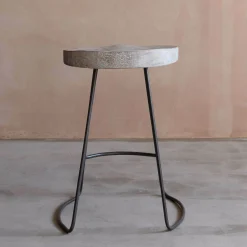 Graham & Green Small Wood And Iron Stool